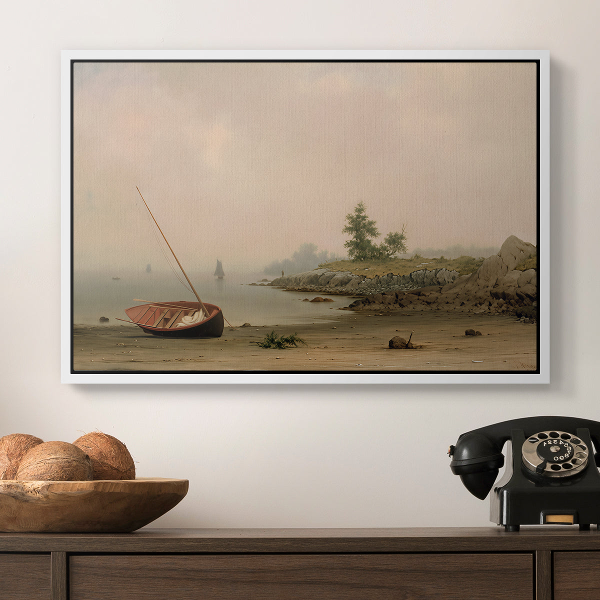 The Stranded Boat, 1863 - Floater Framed Canvas Print