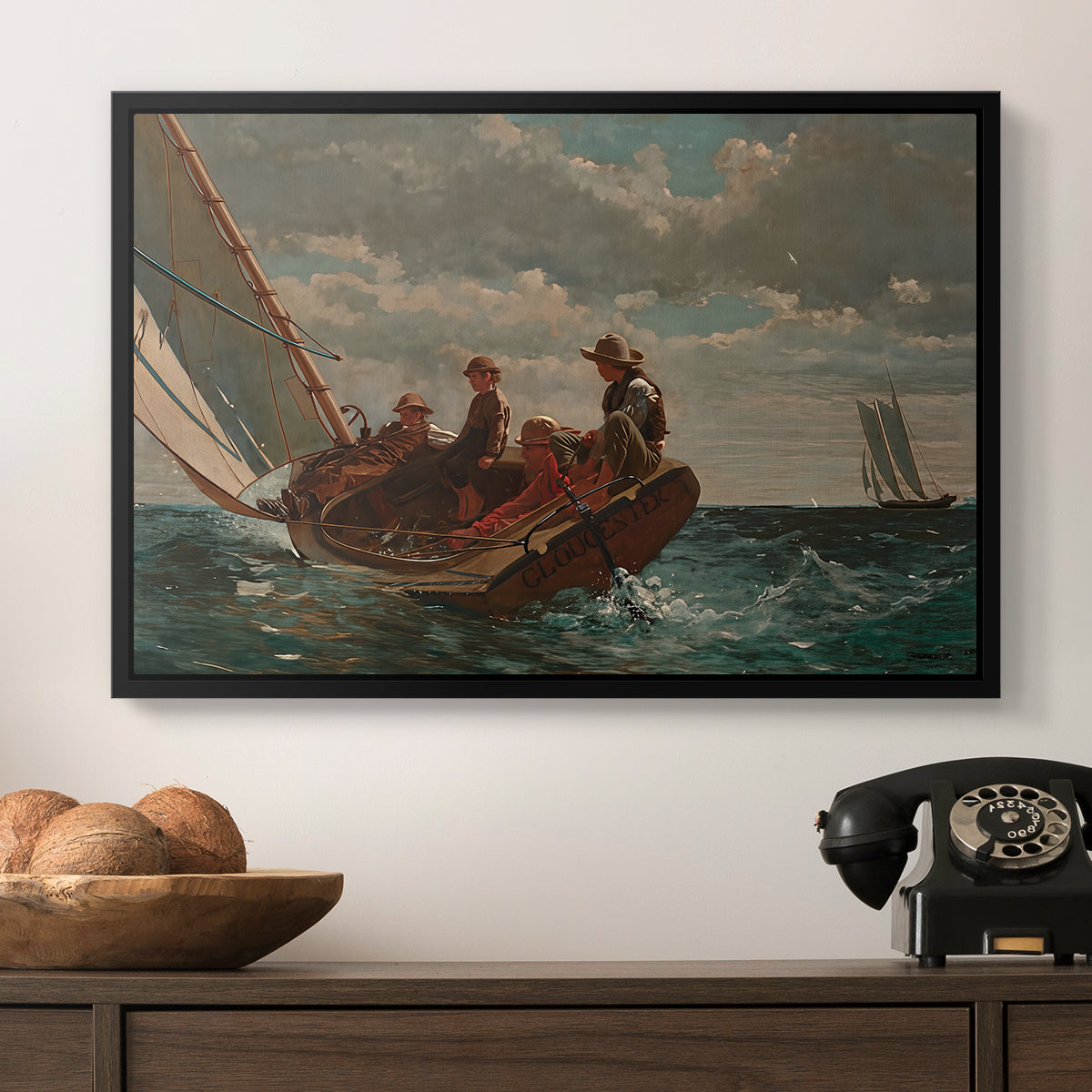 Breezing Up (A Fair Wind), 1873-1876 - Floater Framed Canvas Print