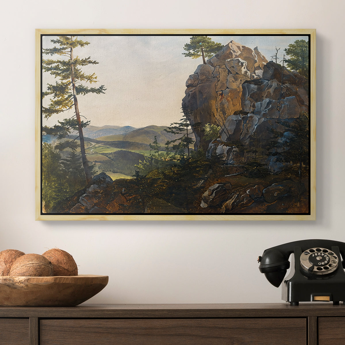 Landscape with the Balbersteine near Miesenbach, 1839 - Floater Framed Canvas Print