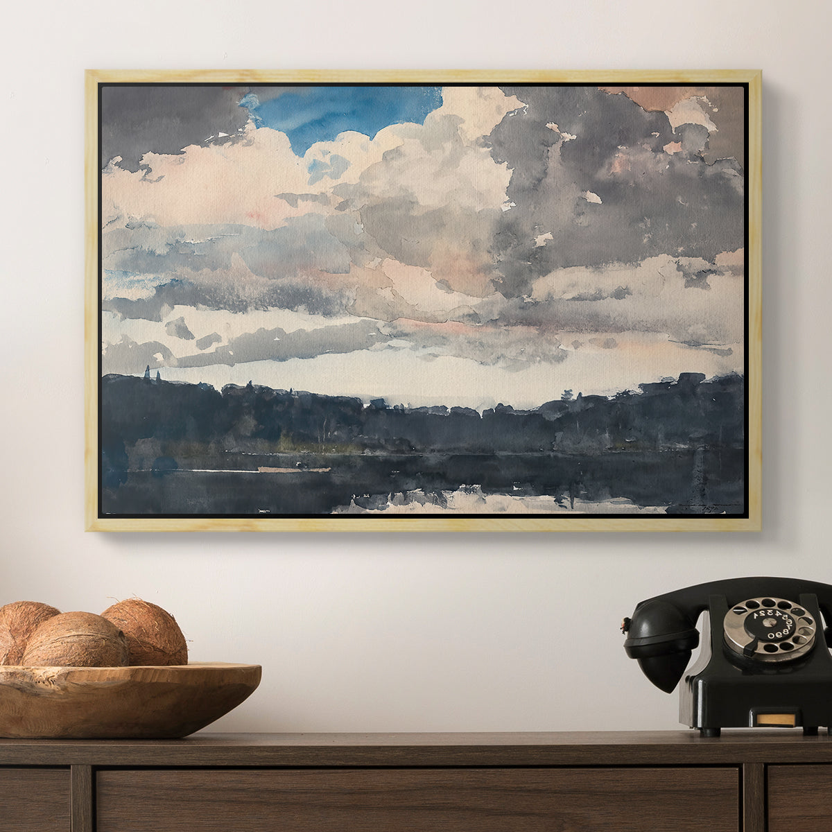 The Lone Boat, North Woods Club, Adirondacks, 1892 - Floater Framed Canvas Print