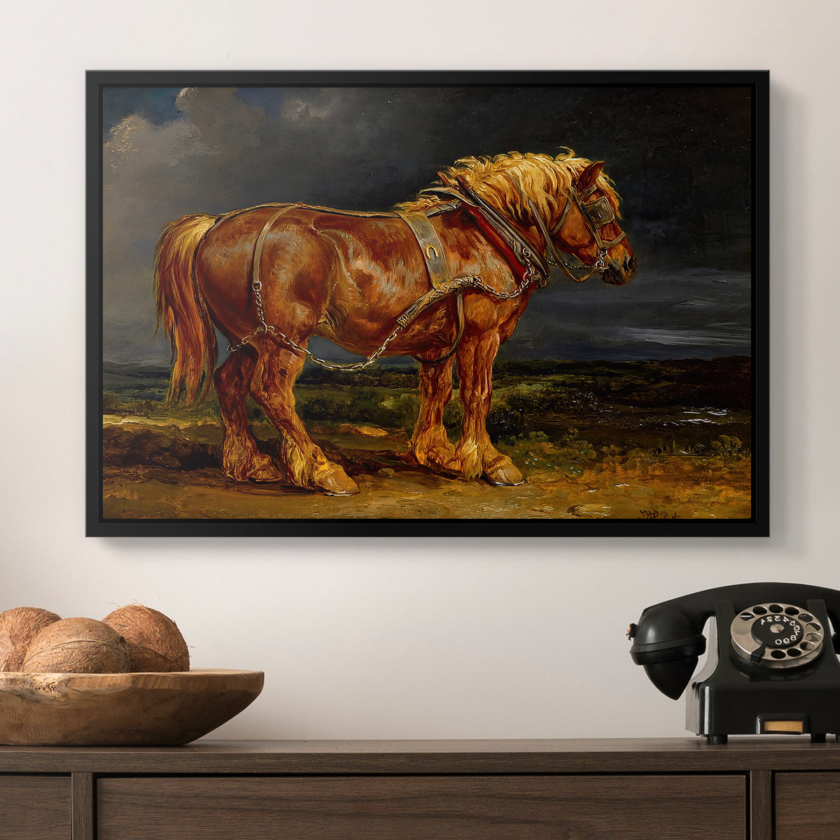 The Shire Horse Elephant in an Extensive Landscape, c. 1850s - Floater Framed Canvas Print