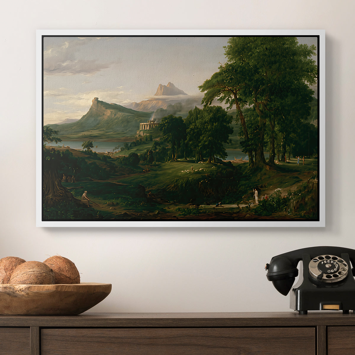 The Course of Empire: The Arcadian or Pastoral State, 1834 - Floater Framed Canvas Print