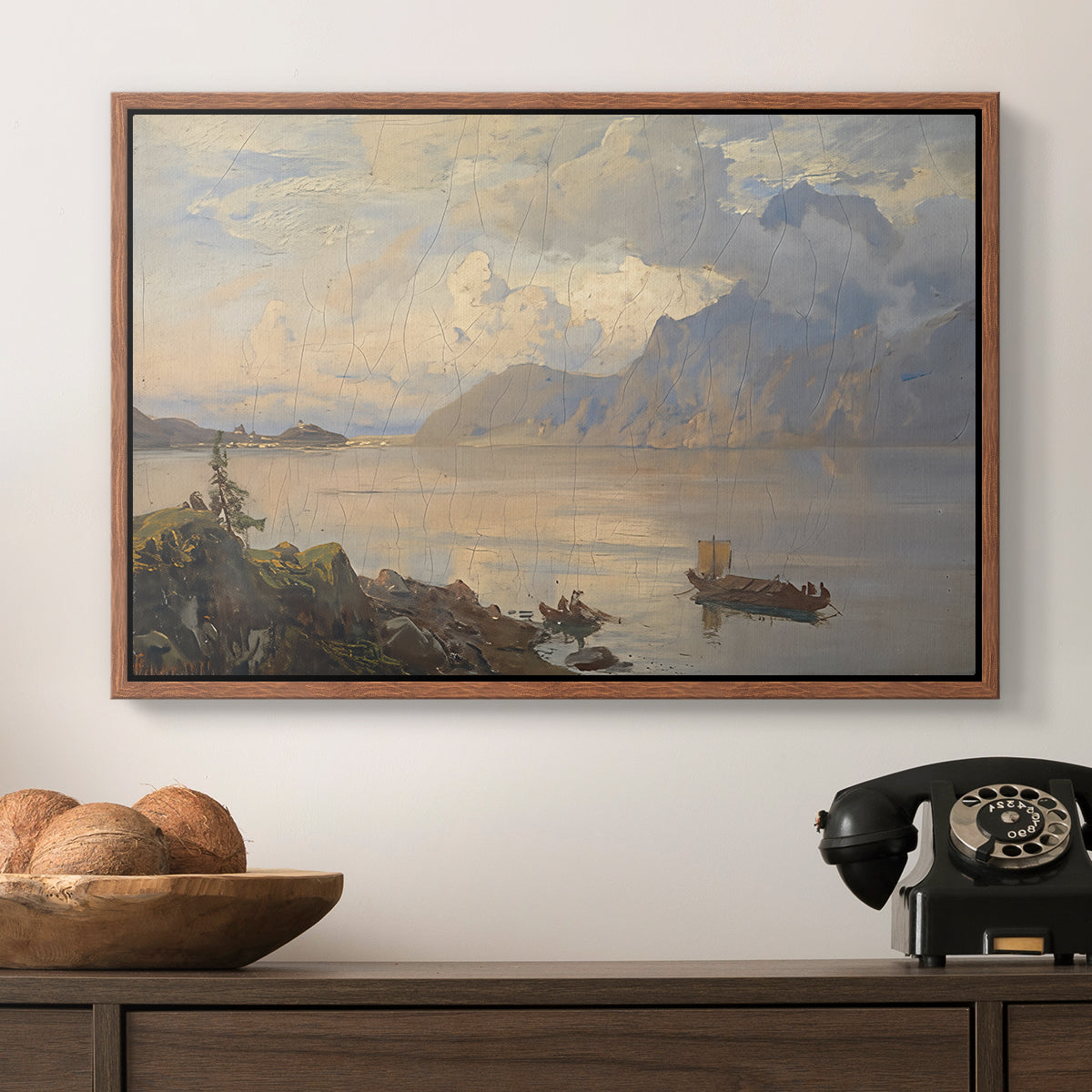 Traunsee, 1871 - Floater Framed Canvas Print