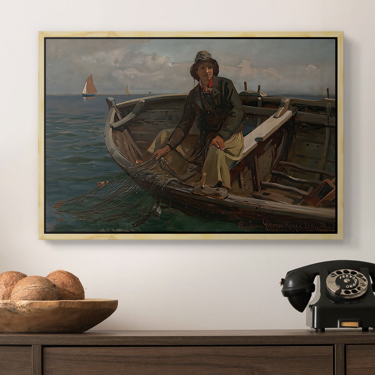 Fishermen from Rügen, 1882 - Floater Framed Canvas Print