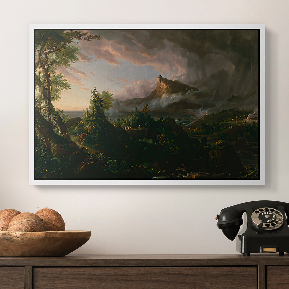 The Course of Empire: The Savage State, 1834 - Floater Framed Canvas Print