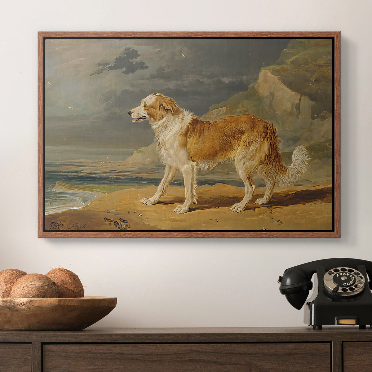 Rough-Coated Collie, 1809 - Floater Framed Canvas Print