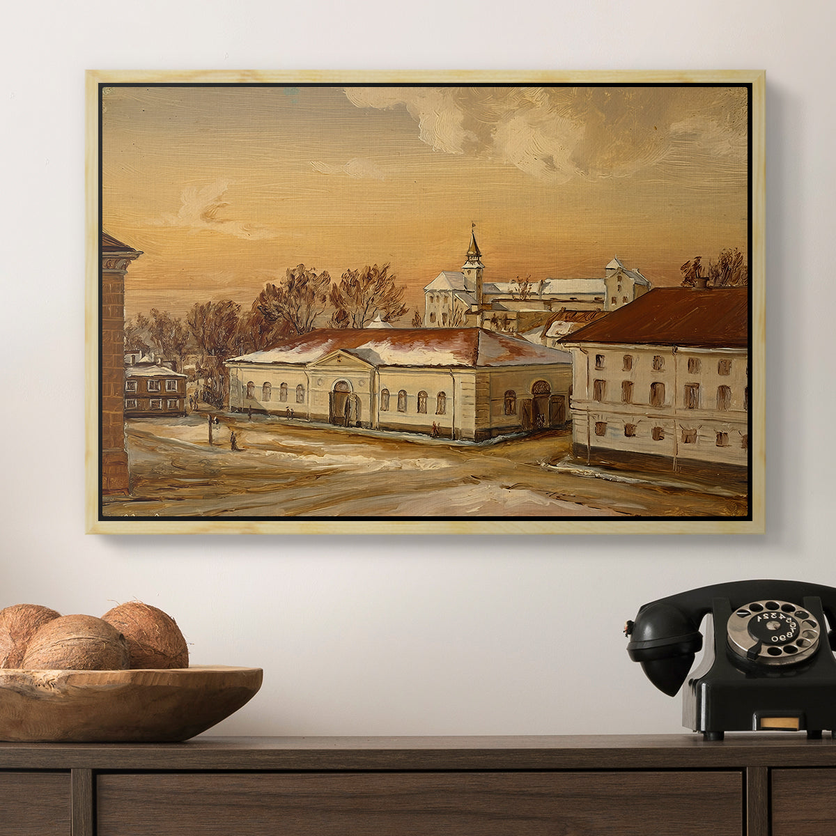 The Riding School at Akershus Castle, 1846 - Floater Framed Canvas Print