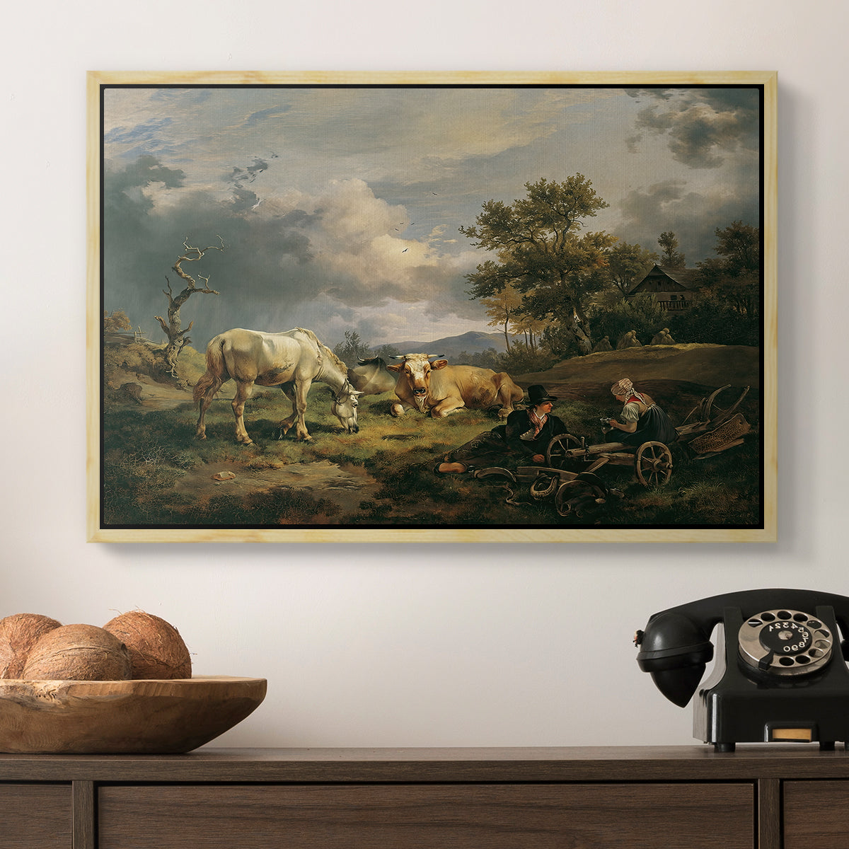 Young Peasant Couple Resting in the Field, 1829 - Floater Framed Canvas Print
