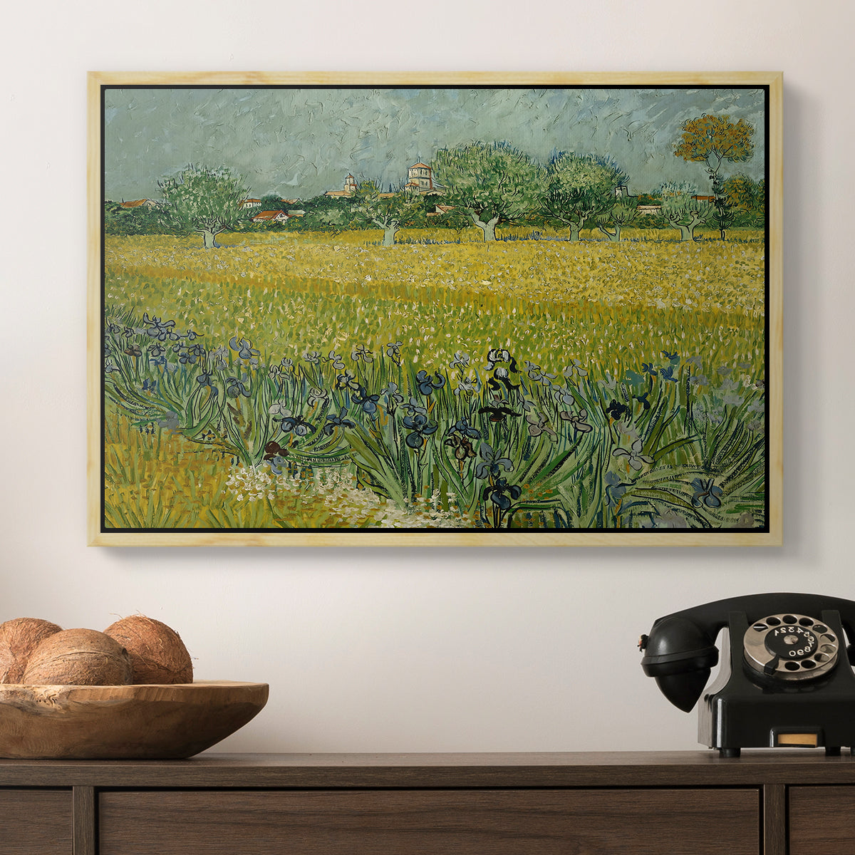 Field with Irises near Arles, 1888 - Floater Framed Canvas Print