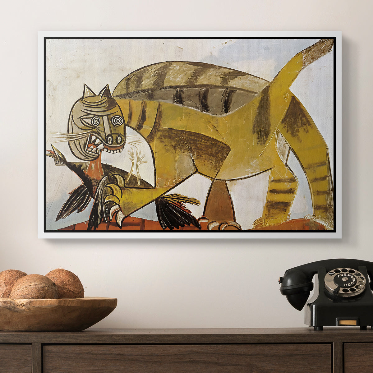 Cat Eating a Bird, 1939 - Floater Framed Canvas Print