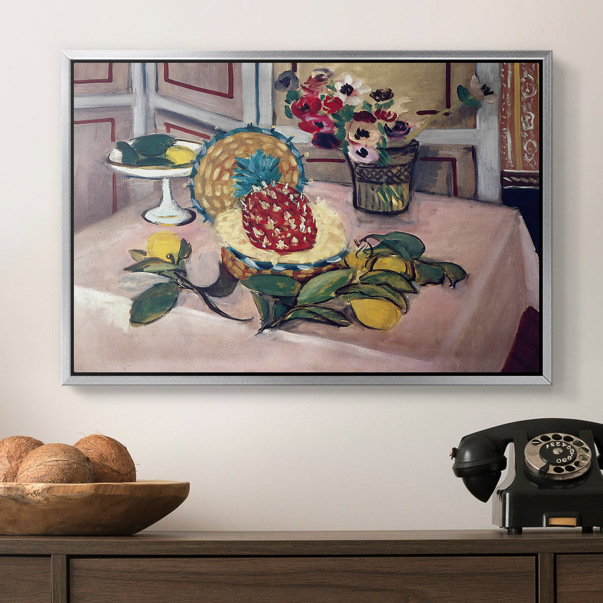 Still Life with Pineapple and Lemons, 1925 - Floater Framed Canvas Print