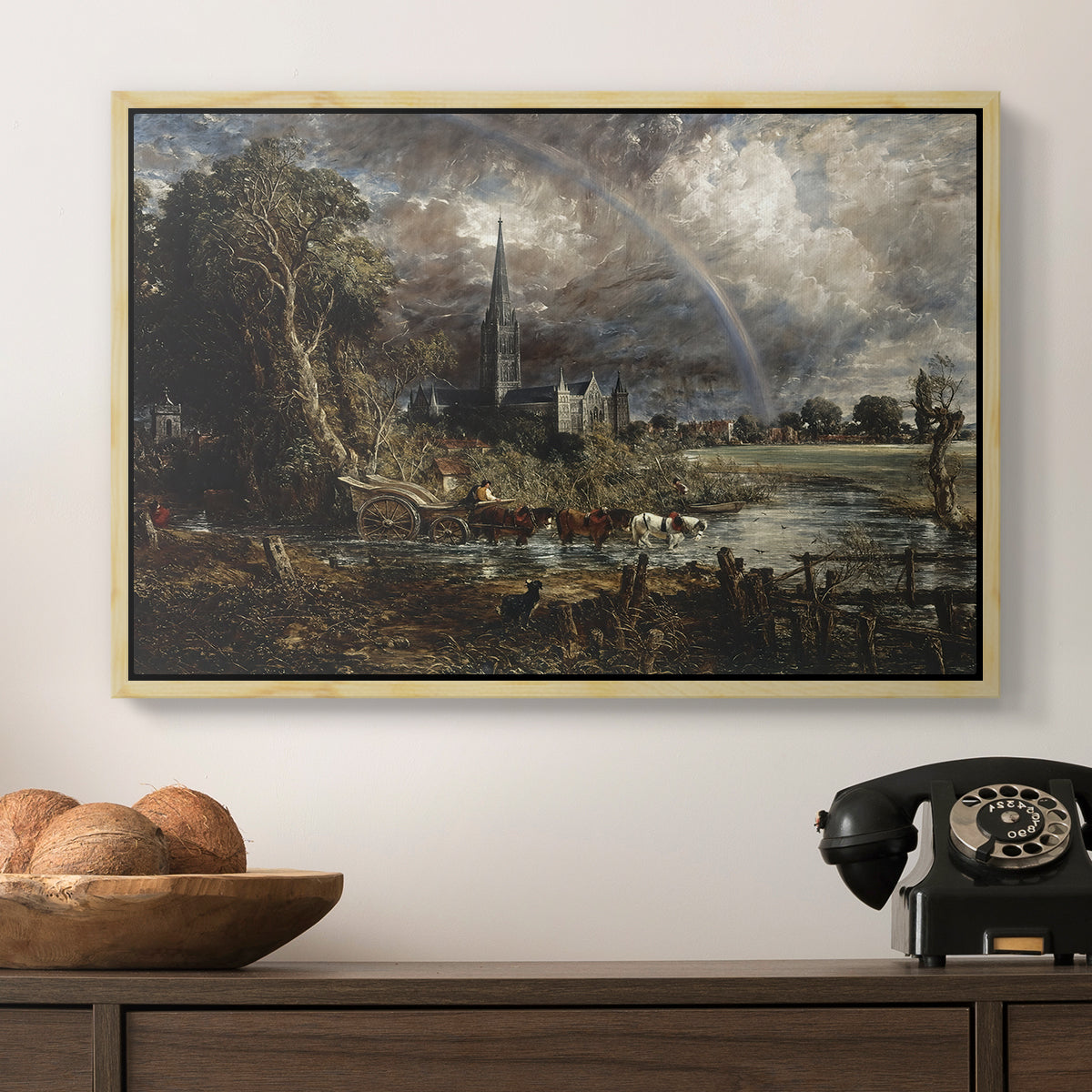 Salisbury Cathedral from the Meadows (Detail), 1831 - Floater Framed Canvas Print