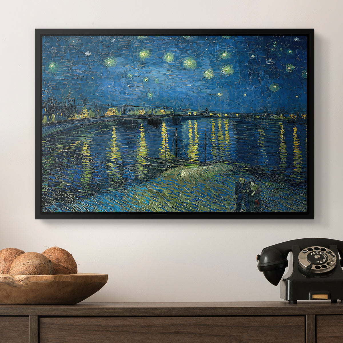 Starry Night Over the Rhône, 1888 - Floater Framed Canvas Print
