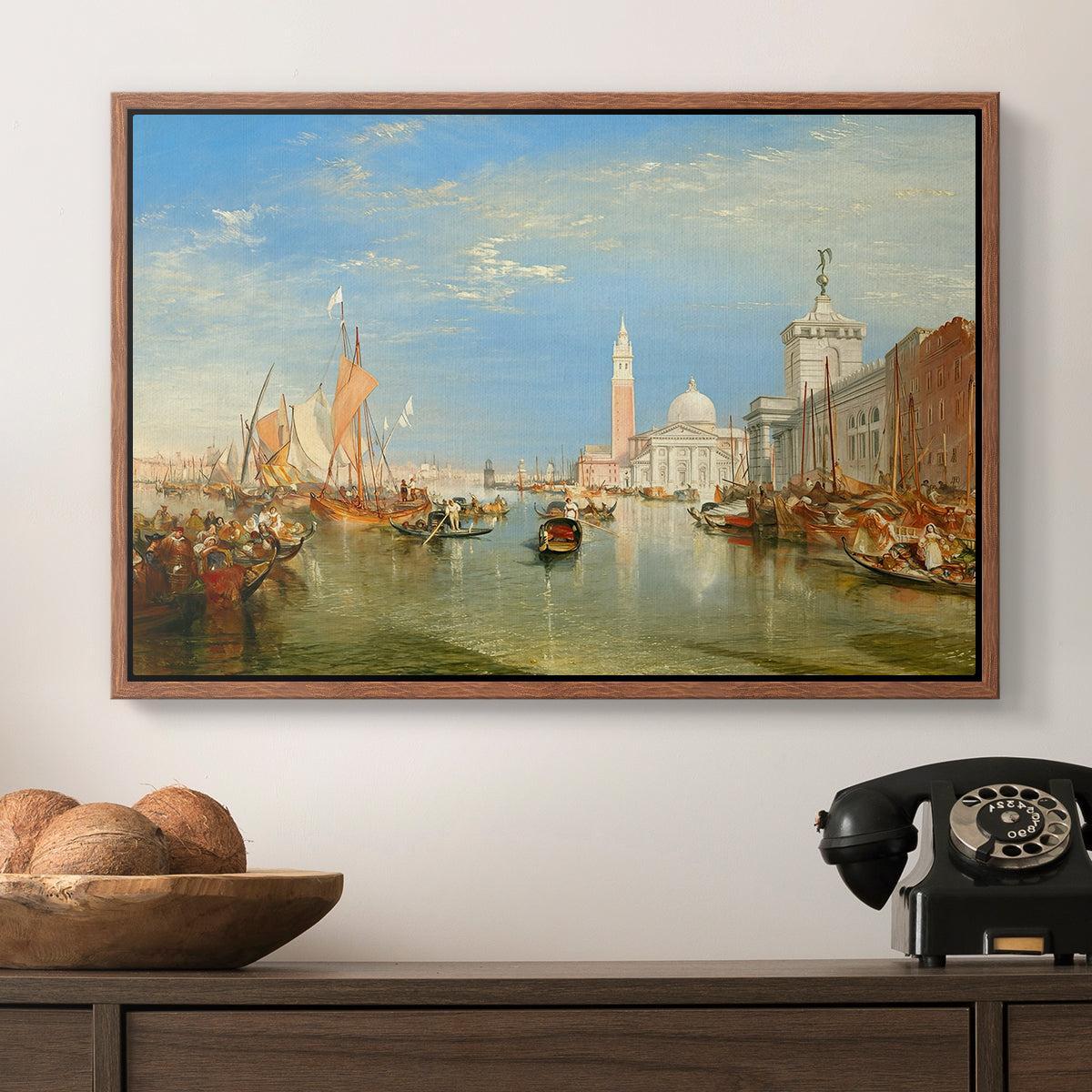 Venice: The Dogana and San Giorgio Maggiore, 1834 - Floater Framed Canvas Print