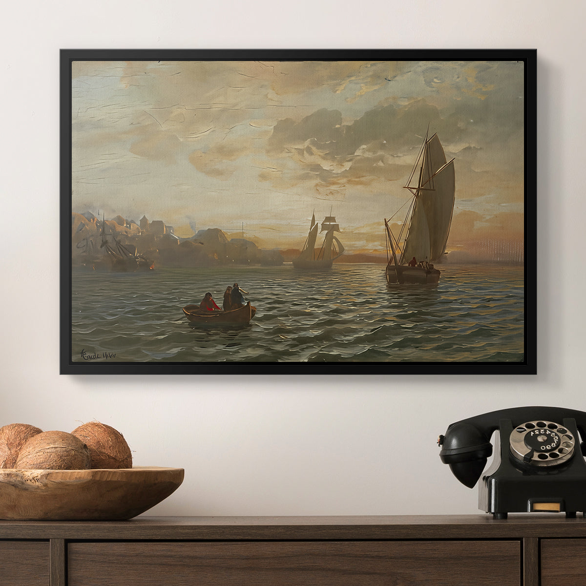 View from the Oslofjord, 1866 - Floater Framed Canvas Print