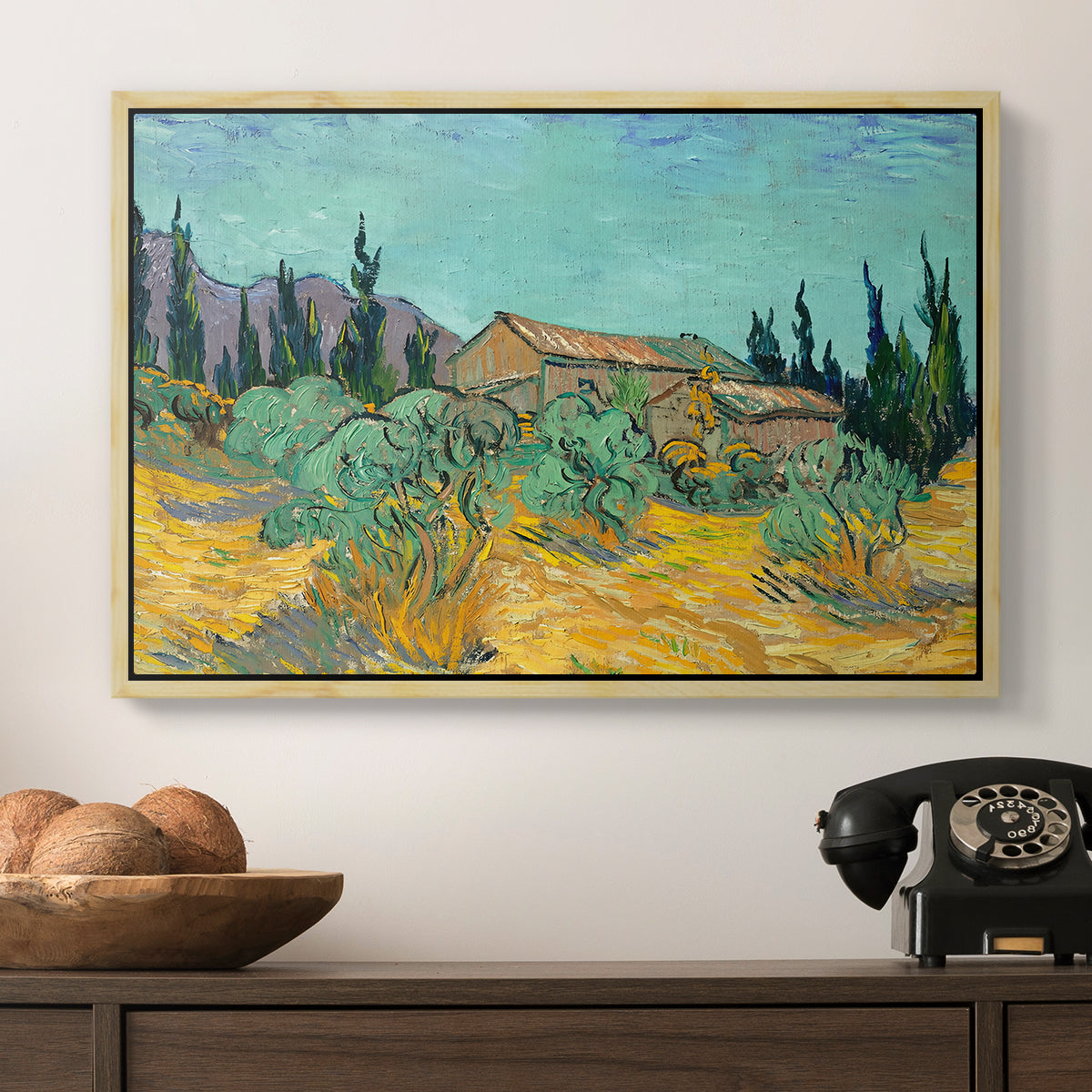 Wooden Sheds Among the Olive Trees and Cypresses, 1889 - Floater Framed Canvas Print