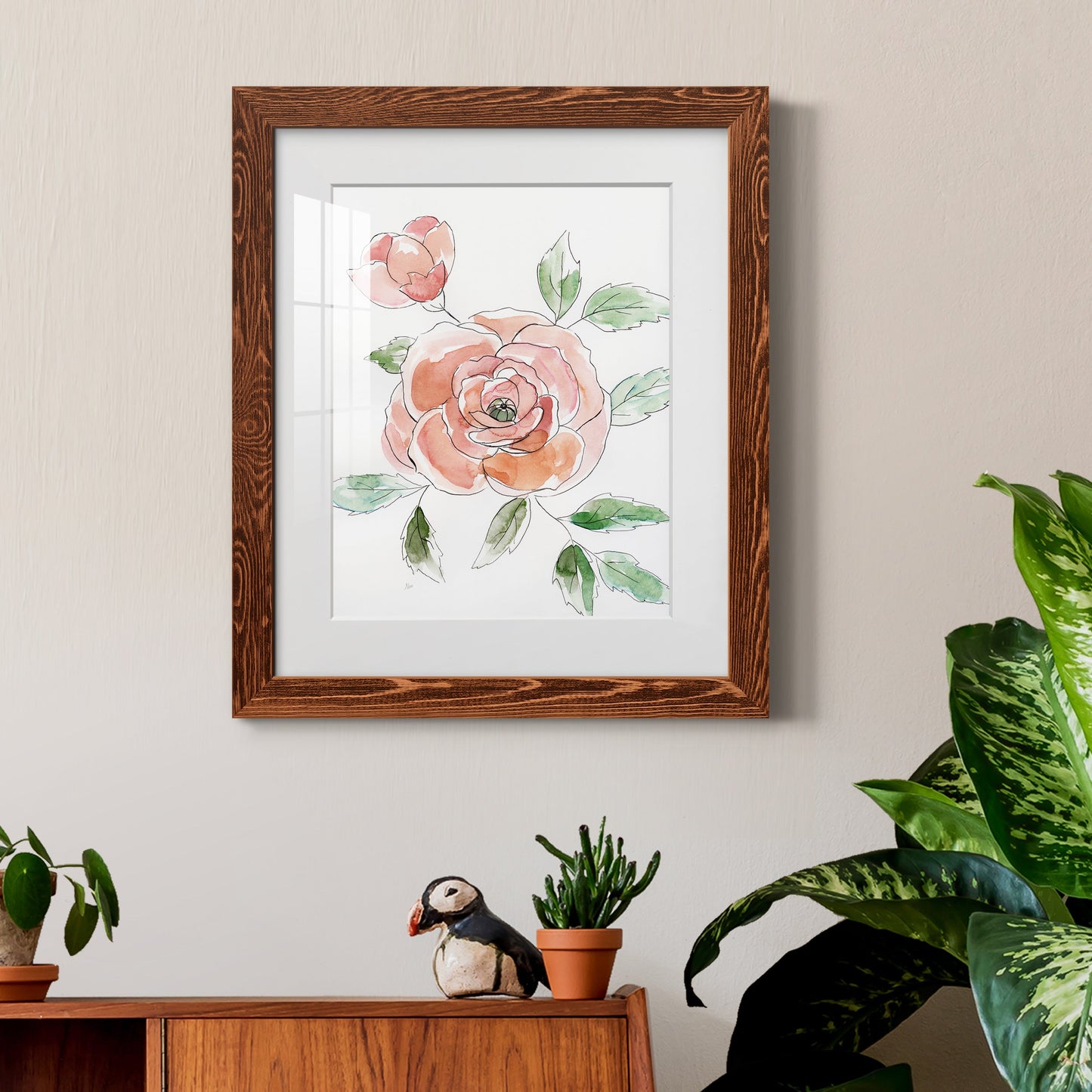 Rose Contour - Barnwood Framed Art Print