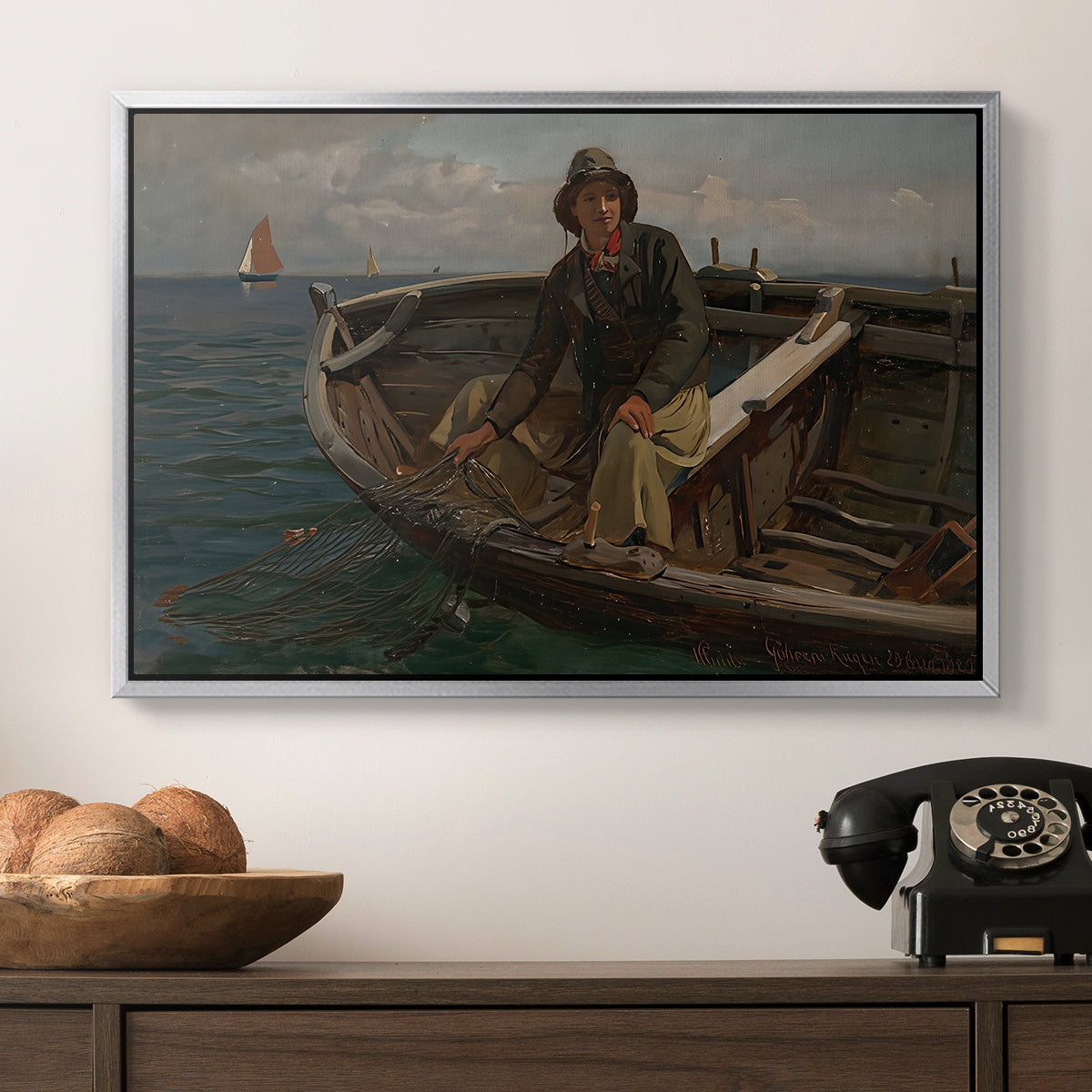 Fishermen from Rügen, 1882 - Floater Framed Canvas Print