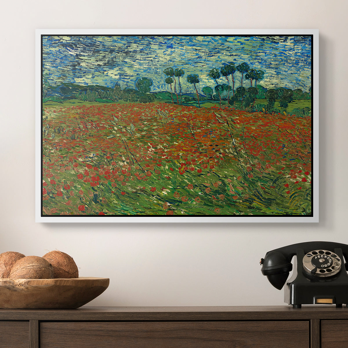 Field with Poppies, 1889 - Floater Framed Canvas Print