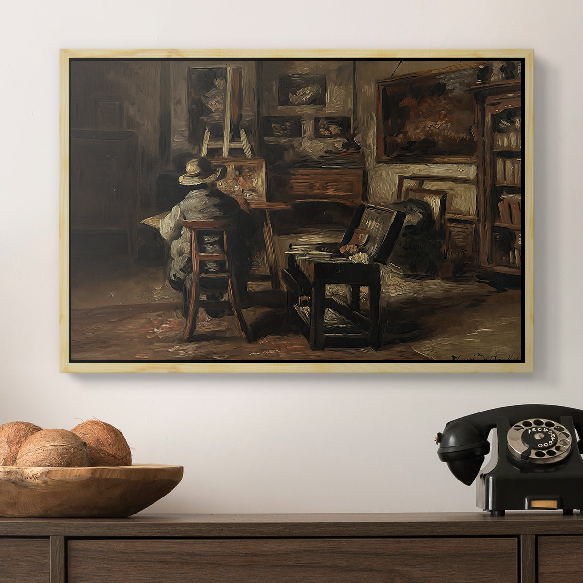 The Studio of Ferdinand De Braekeleer I, Father of the Painter, c. 1873-1885 - Floater Framed Canvas Print