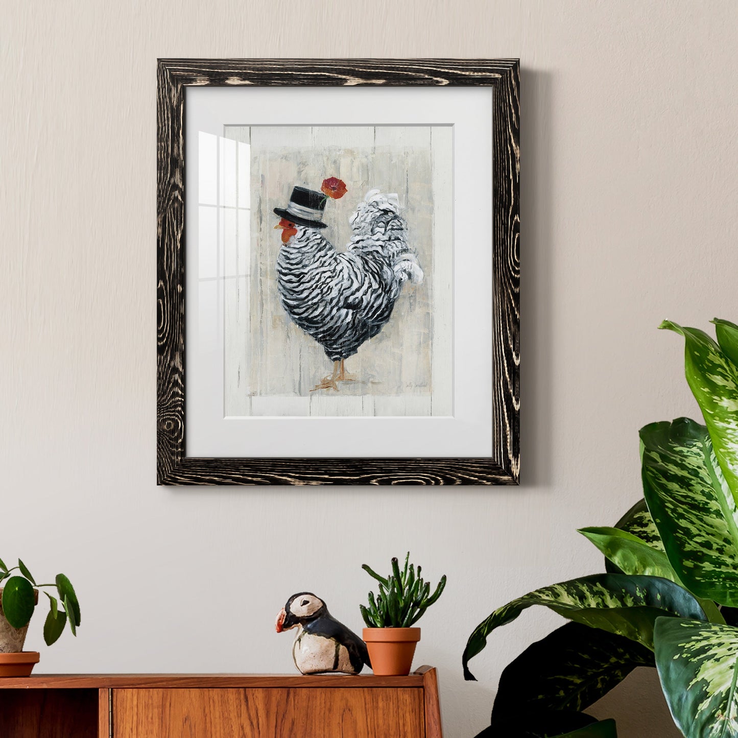 Sunday Best Rooster - Premium Framed Print - Distressed Barnwood Frame - Ready to Hang