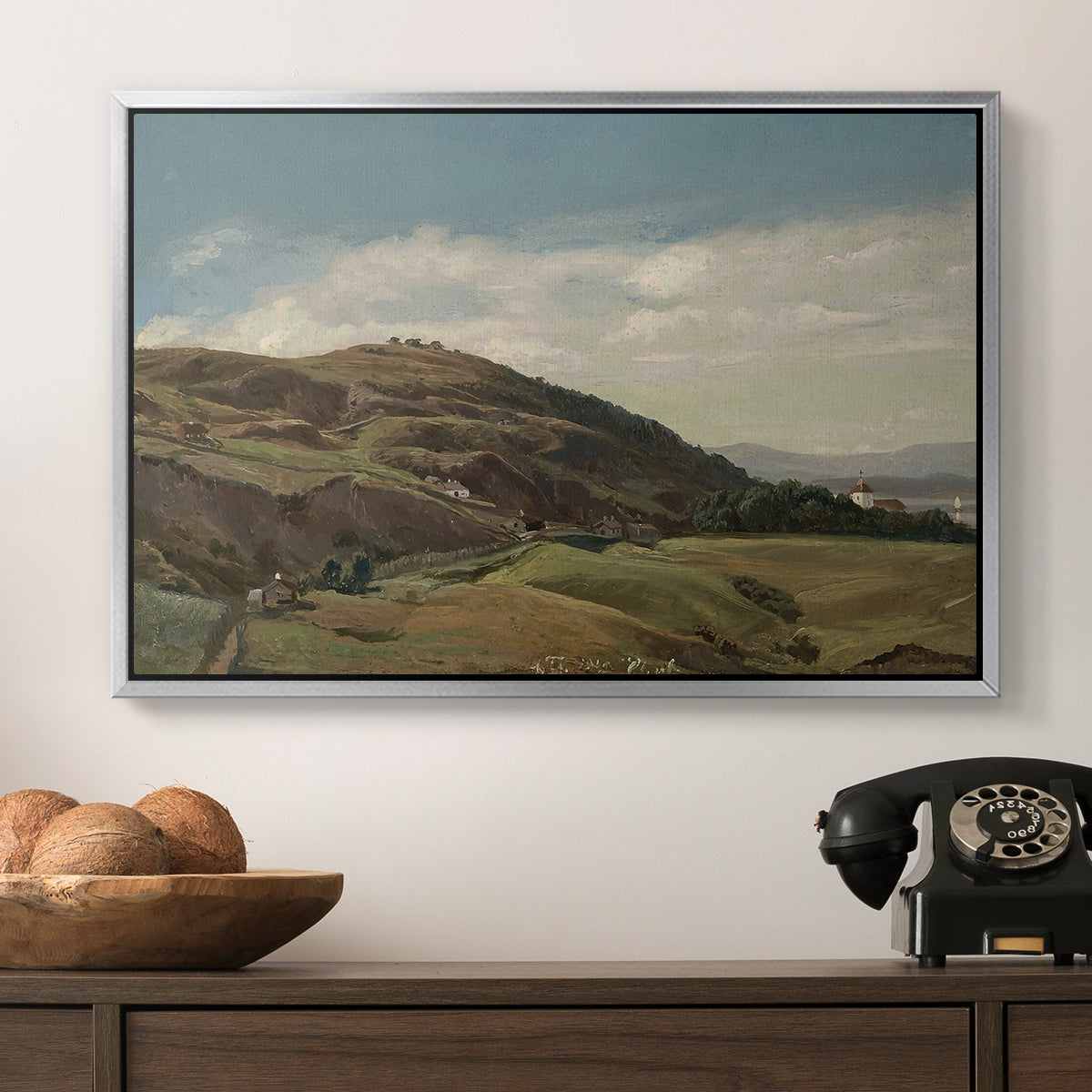 Ekeberg and Oslo Church, 1852 - Floater Framed Canvas Print