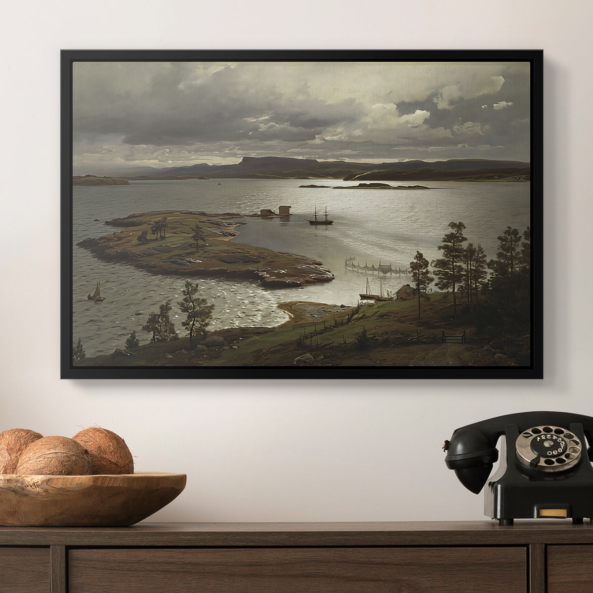 The Fjord at Sandviken (Sandviksfjorden), 1879 - Floater Framed Canvas Print
