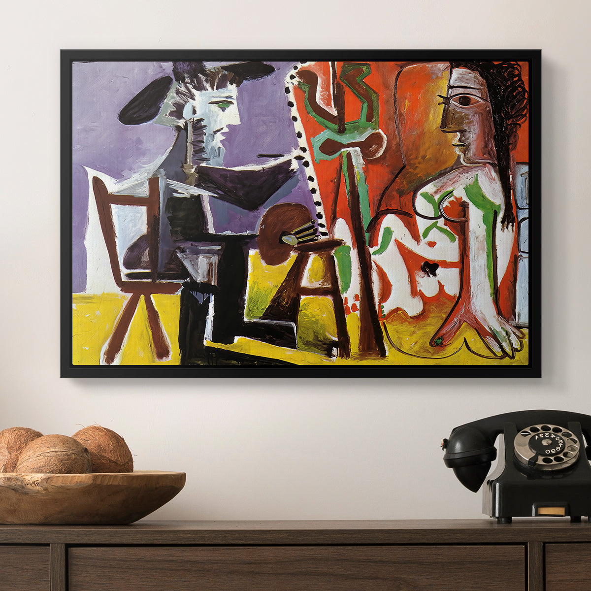 The Painter and His Model, 1963 - Floater Framed Canvas Print