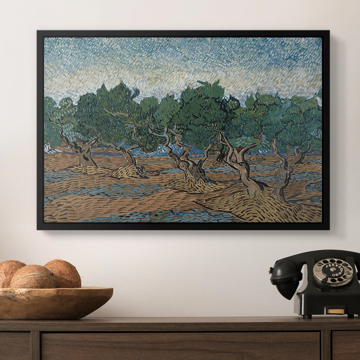 Olive Trees, 1889 - Floater Framed Canvas Print