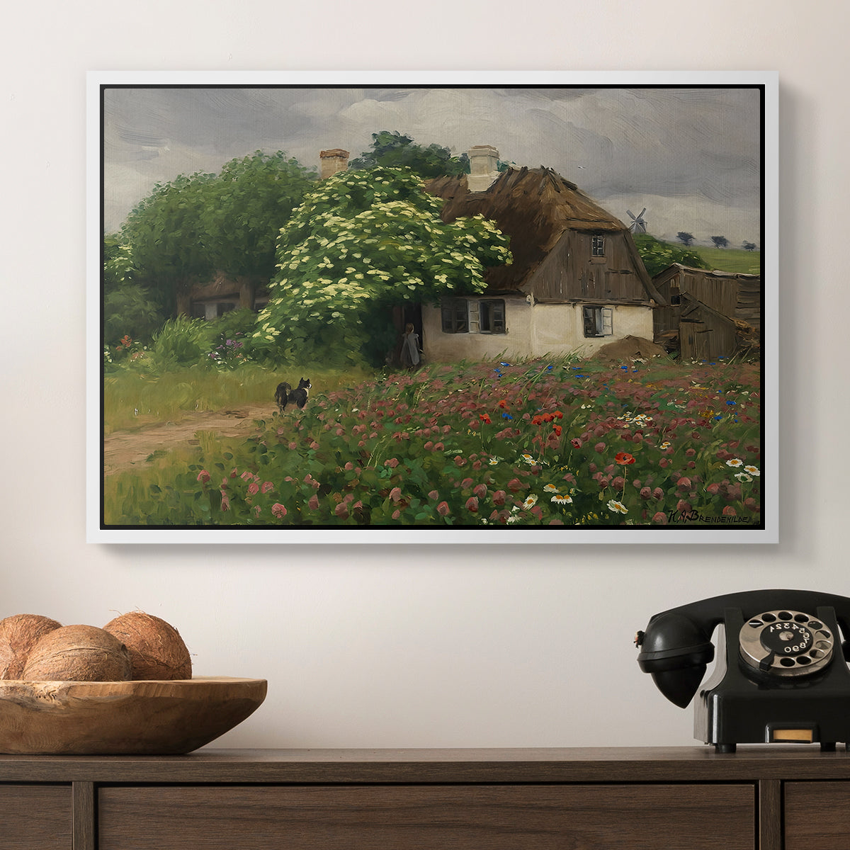 Farmhouse with Meadow Flowers, 1909 - Floater Framed Canvas Print