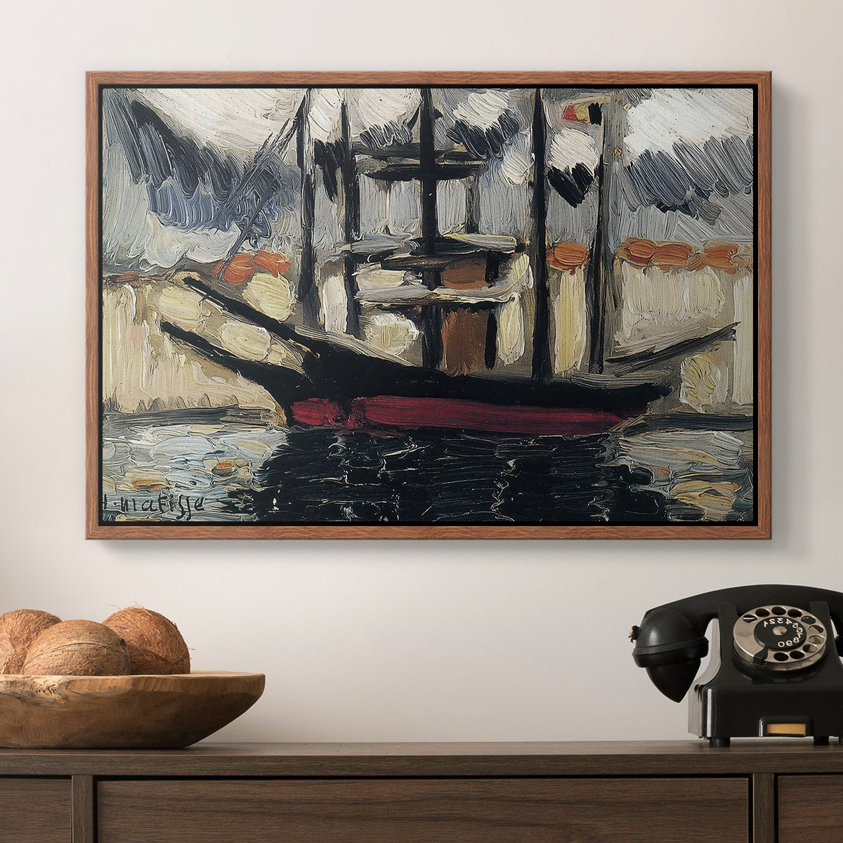 Two Boats Side by Side, Port of Marseilles, c. 1916 - Floater Framed Canvas Print