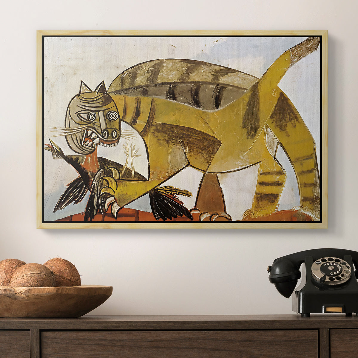 Cat Eating a Bird, 1939 - Floater Framed Canvas Print