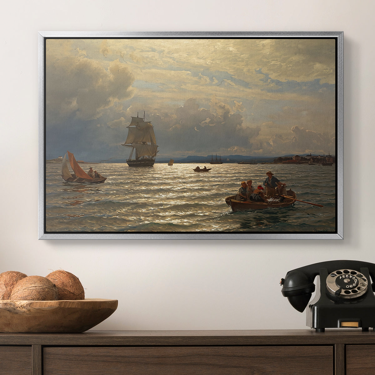 From the Inlet of Oslo, 1874 - Floater Framed Canvas Print