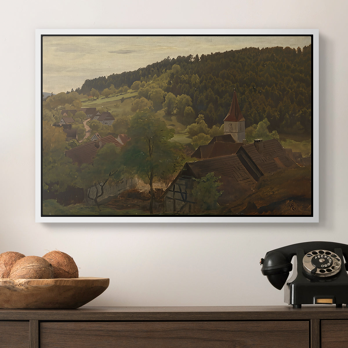 Landscape from Ebersteinburg in Baden, 1876 - Floater Framed Canvas Print