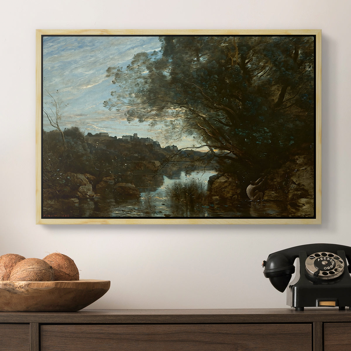 Souvenir of the Environs of Lake Nemi, 1865 - Floater Framed Canvas Print