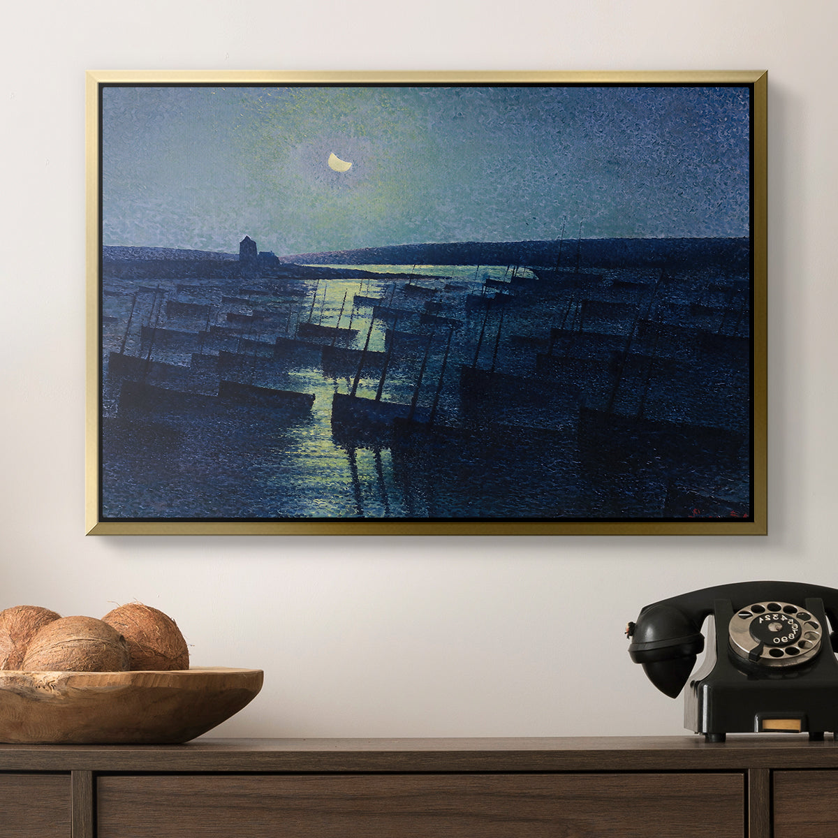 Camaret, Moonlight and Fishing Boats, 1894 - Floater Framed Canvas Print