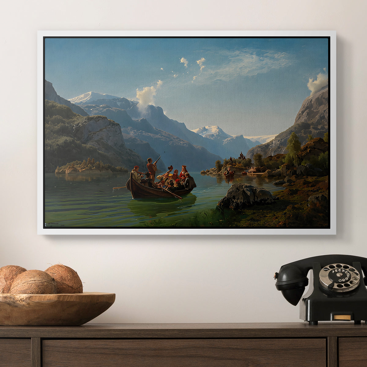 Bridal Procession on the Hardangerfjord, 1848 - Floater Framed Canvas Print