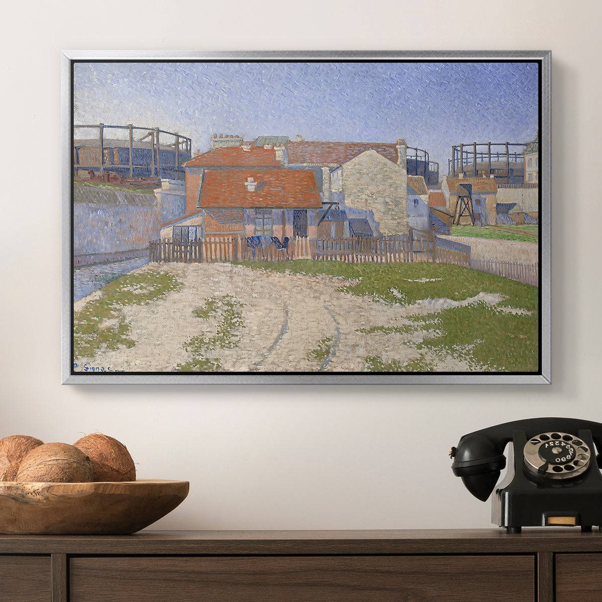 Gasometers at Clichy, 1886 - Floater Framed Canvas Print