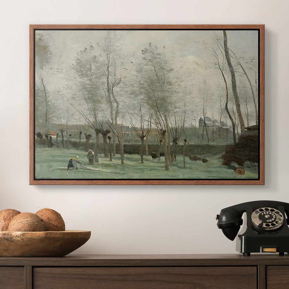 Washerwomen in a Willow Grove, c. 1871 - Floater Framed Canvas Print