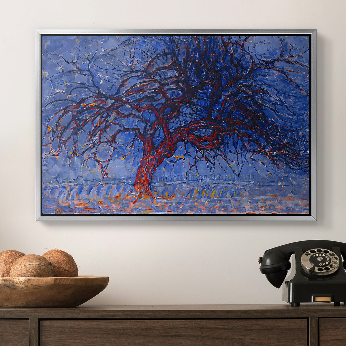 The Red Tree, 1909 - Floater Framed Canvas Print