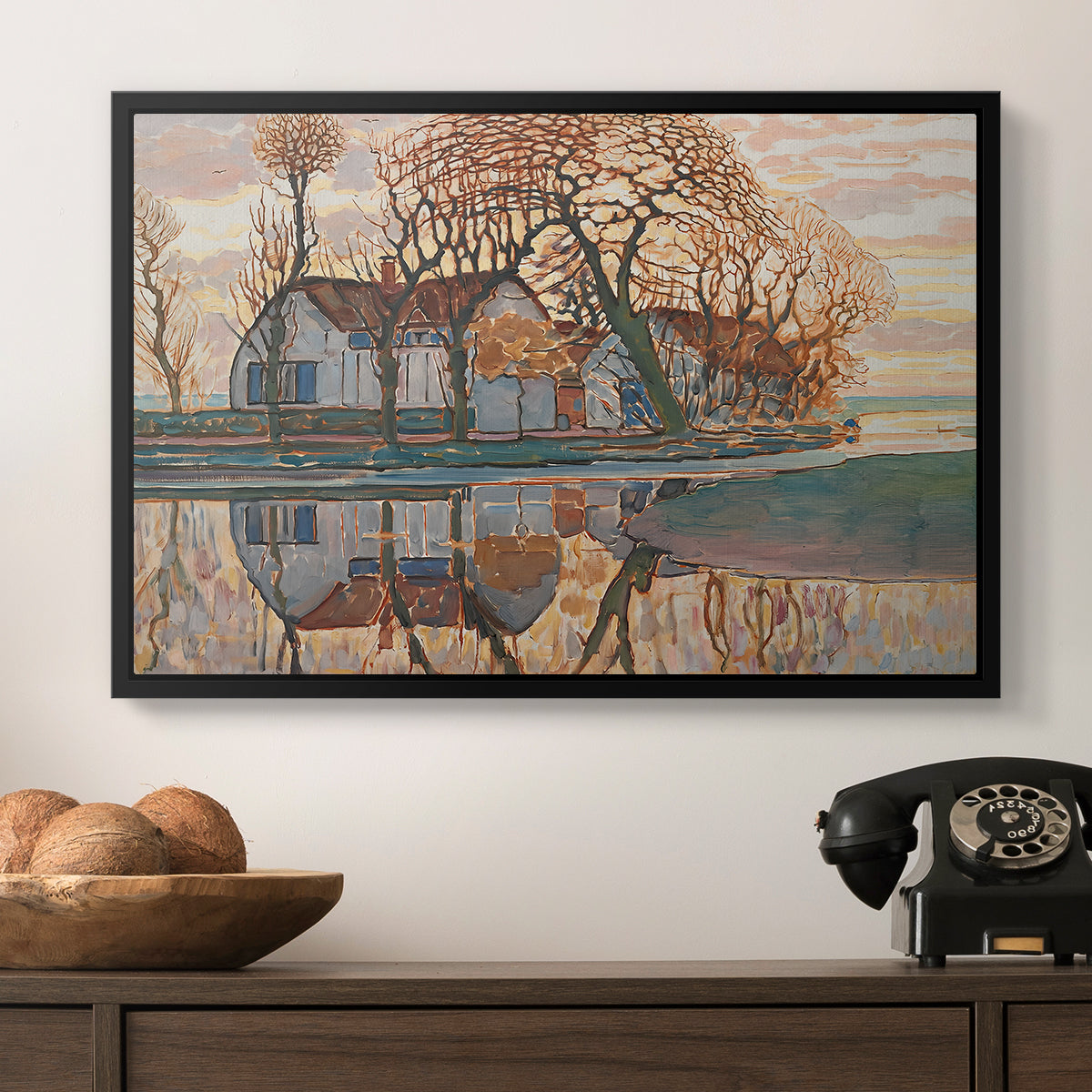 Farm near Duivendrecht, c. 1916 - Floater Framed Canvas Print