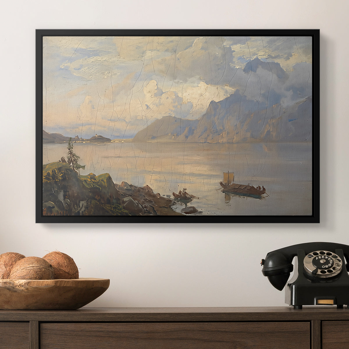 Traunsee, 1871 - Floater Framed Canvas Print