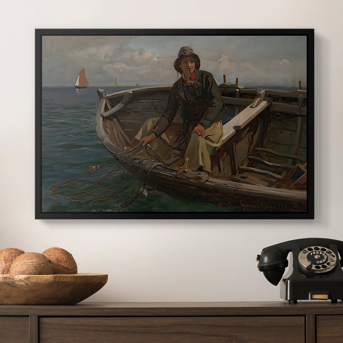 Fishermen from Rügen, 1882 - Floater Framed Canvas Print