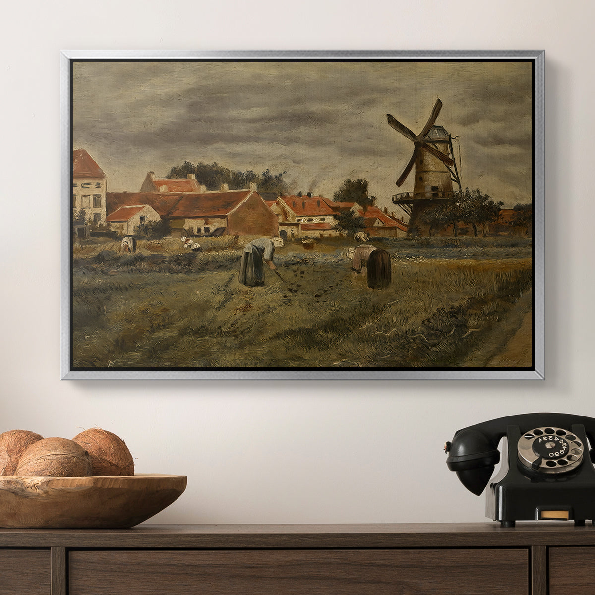 The Potato Harvest, c. 1875 - Floater Framed Canvas Print