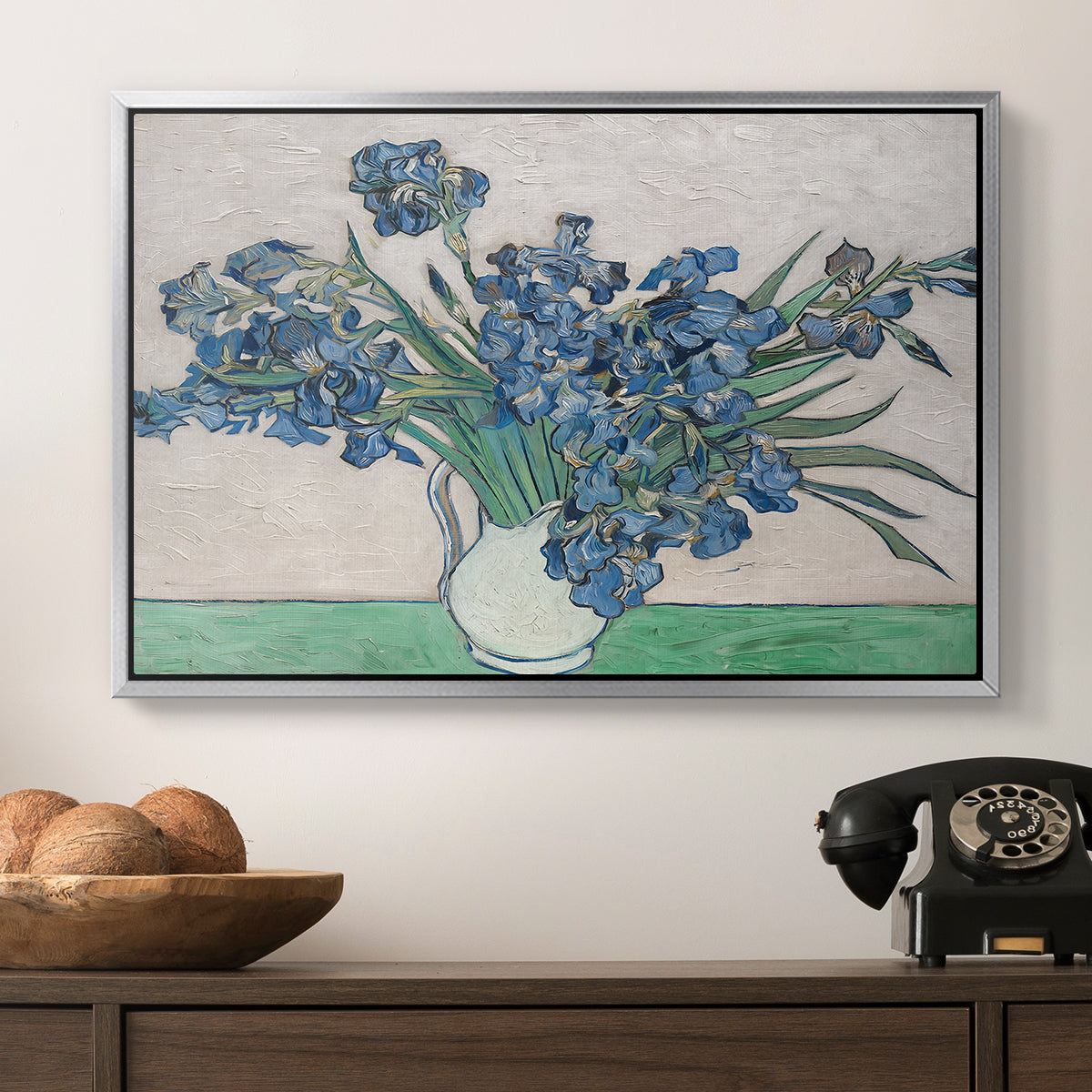 Irises, 1890 - Floater Framed Canvas Print