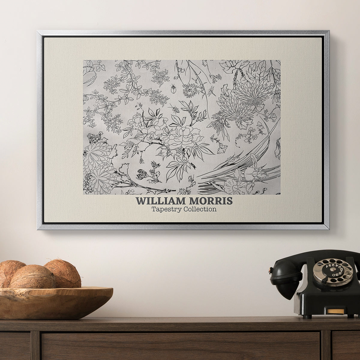 Fleurs, 1866 (Morris Inspired) - Floater Framed Canvas Print
