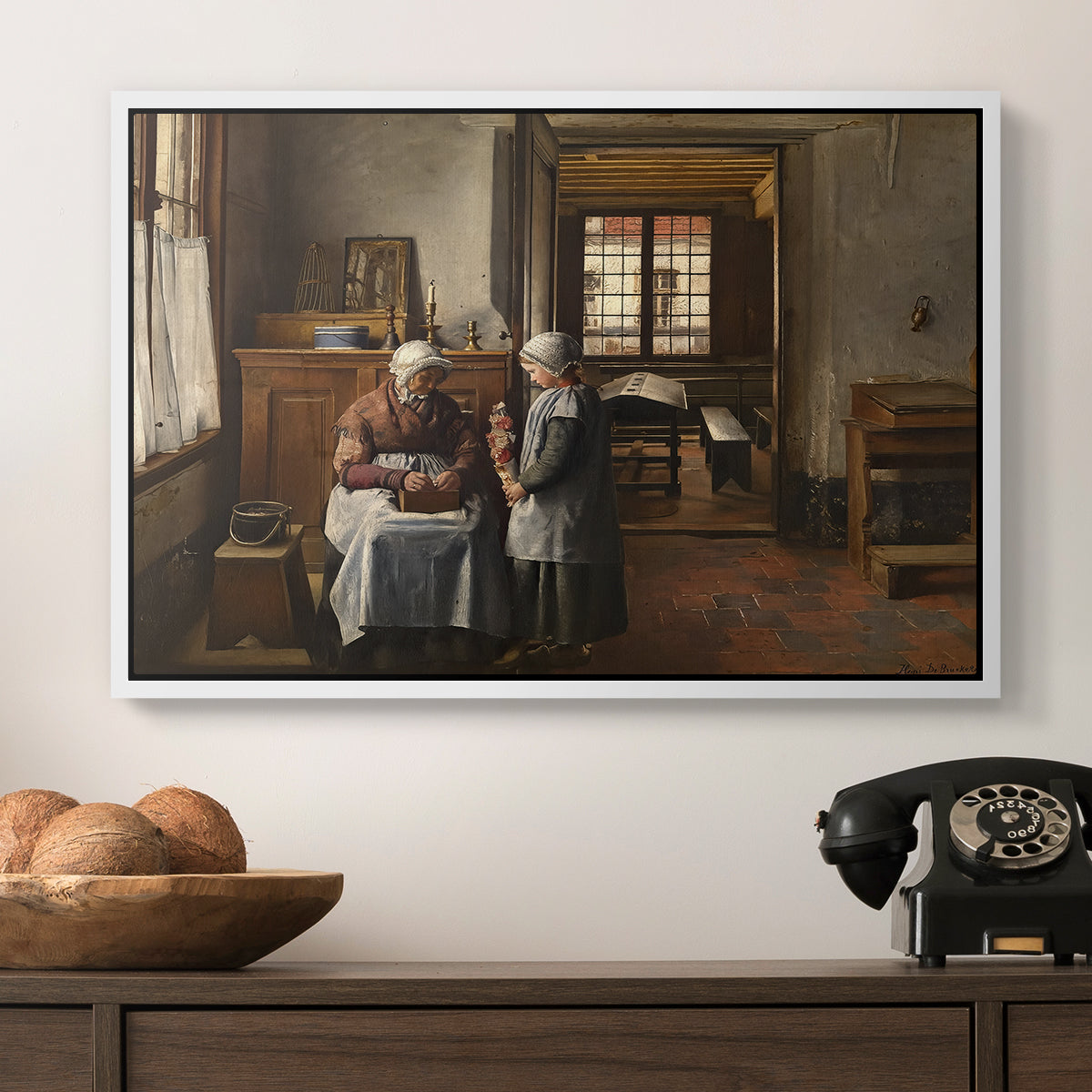 Grandmother's Feast, 1873 - Floater Framed Canvas Print