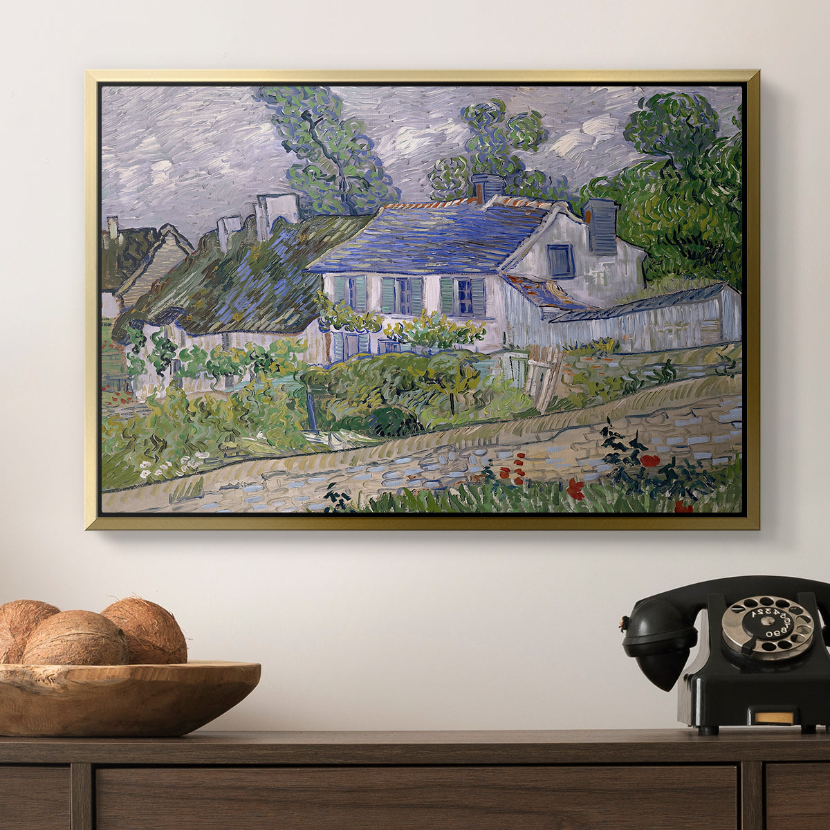 Houses in Auvers, 1890 - Floater Framed Canvas Print