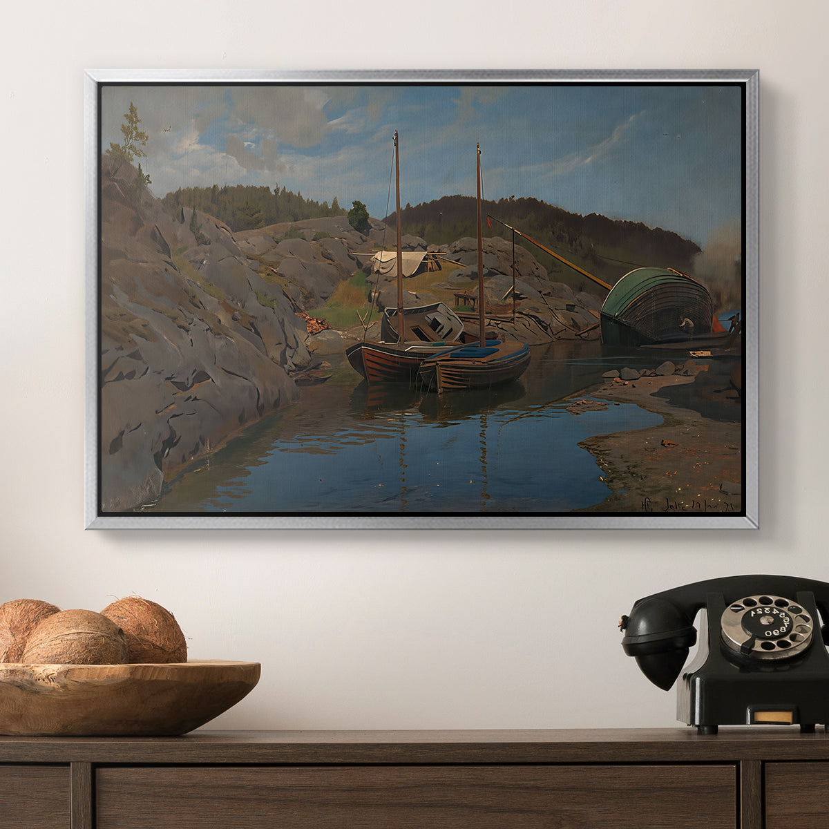 Pilotboats, 1875 - Floater Framed Canvas Print