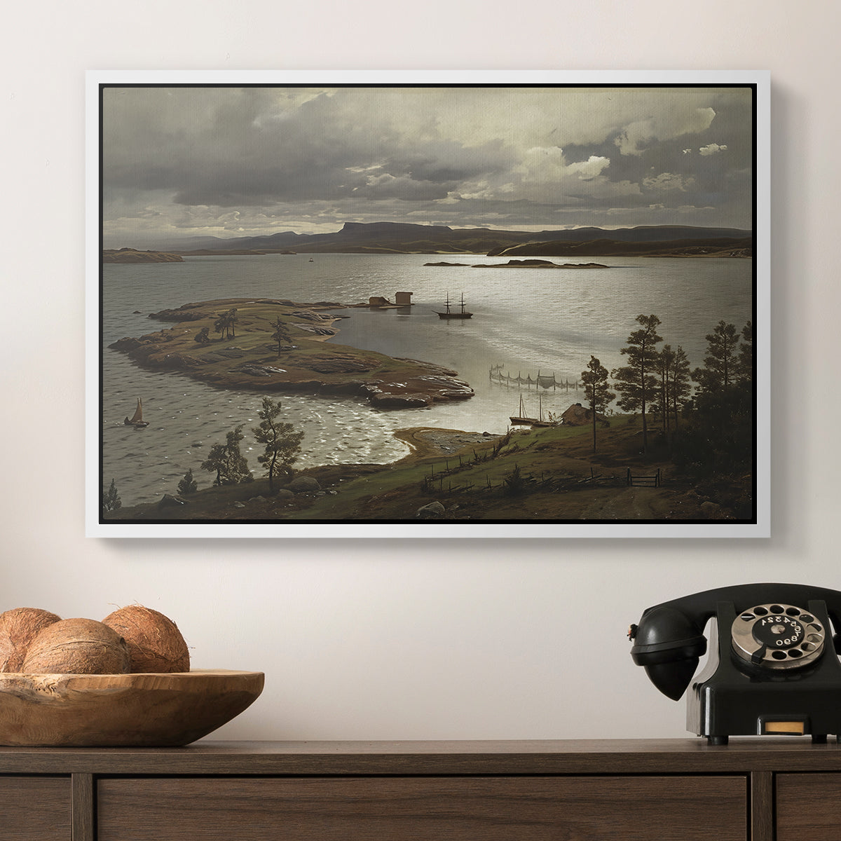 The Fjord at Sandviken (Sandviksfjorden), 1879 - Floater Framed Canvas Print